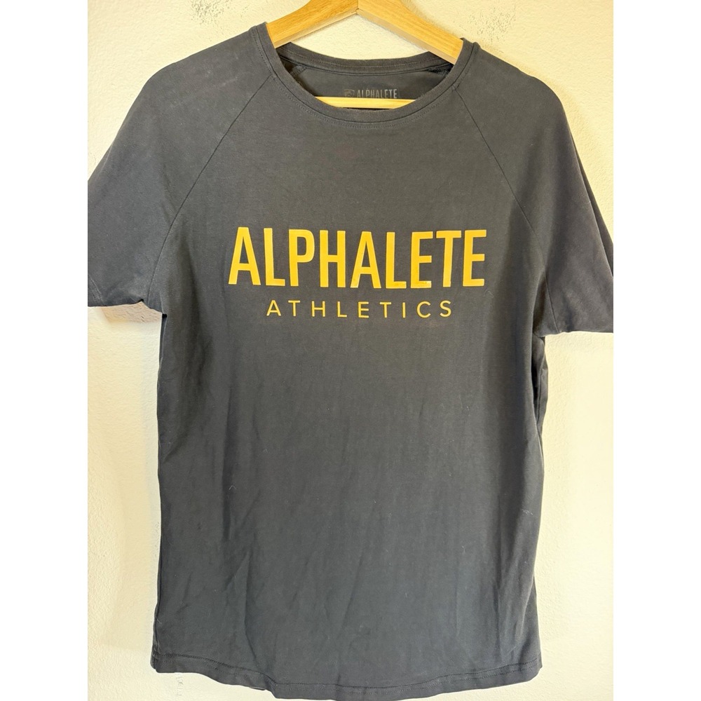 ALPHALETE Athletics Men's Performance Fit Black Raglan Crew Neck Stretch Tee S